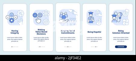 Fähigkeiten für Schüler hellblau Onboarding mobile App-Bildschirm Stock Vektor