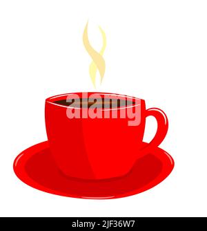 Dampfgaren von Kaffee in roter Tasse, Abbildung Stock Vektor