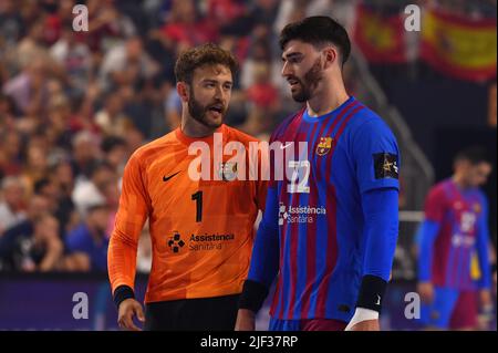 KÖLN, DEUTSCHLAND - 19. JUNI 2022: EHF FINAL4 Men Barca - Lomza Vive Kielce Stockfoto