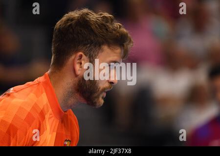 KÖLN, DEUTSCHLAND - 19. JUNI 2022: EHF FINAL4 Men Barca - Lomza Vive Kielce Stockfoto