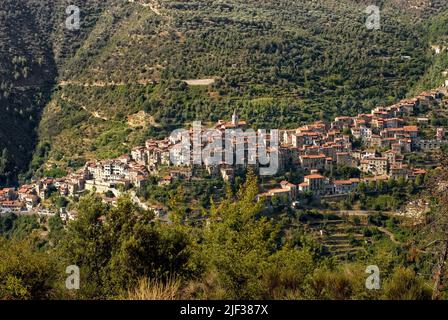 Dorf Apricale in Ligurien, Italien, Ligurien, Apricale Stockfoto