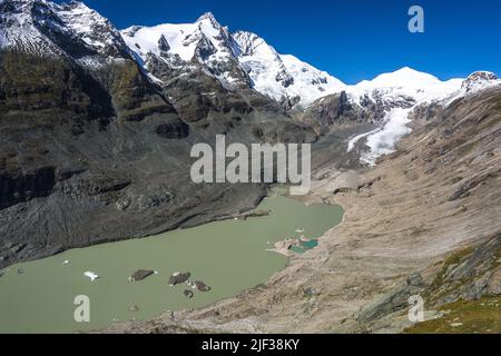 Glockner-Gruppe, Großglockner mit Pasterze-Gletscher, Österreich, Kärnten Stockfoto