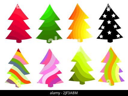 Set von Weihnachtsbäumen in verschiedenen Farben. Vektorgrafik Stock Vektor