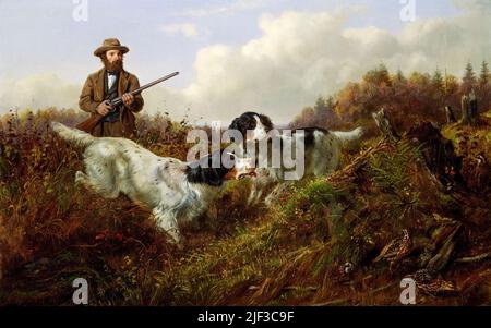 Arthur Fitzwilliam Tait, Gemälde, Flushing Grouse, Long Lake, Hamilton County, New York, Öl auf Leinwand, 1875 Stockfoto