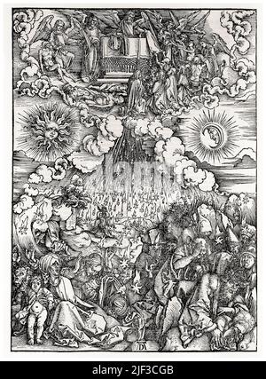 Albrecht Durer, die Apokalypse: Die Öffnung des fünften und sechsten Siegels, Holzschnitt um 1511 Stockfoto