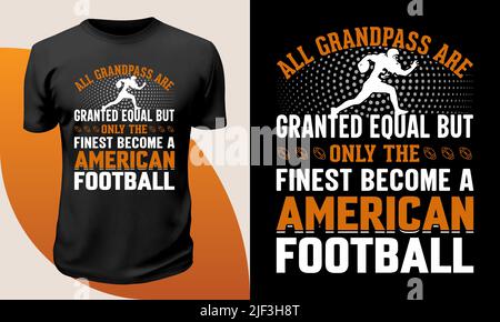 American Football T-Shirt-Design, langärmeliges American Football Trikot, Fußball-T-Shirt-Design, American Football T-Shirt-Zitate, Fußball-Zitate Stock Vektor