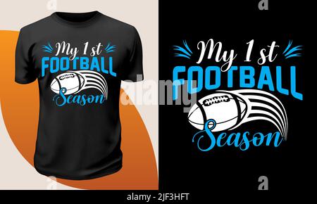 American Football T-Shirt-Design, langärmeliges American Football Trikot, Fußball-T-Shirt-Design, American Football T-Shirt-Zitate, Fußball-Zitate Stock Vektor