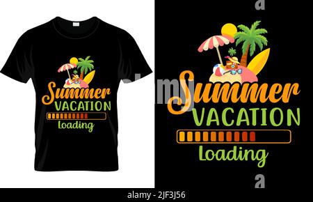 Sommer-T-Shirt-Design, Strand-T-Shirt, Hallo Sommer Sonnenuntergang Illustration, Sommer und Strand Zitate Stock Vektor