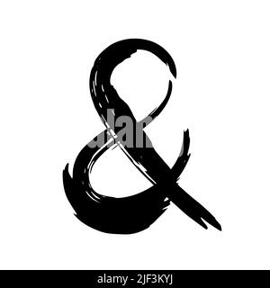 Handgezeichnetes Ampersand-Symbol, handbemalt mit Tintenpinsel. Vektorgrafik Stock Vektor