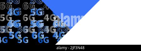 Futuristisches Innovationsbanner. Globales Hochgeschwindigkeits-Datennetzwerk 4G 5G 6G. Mobile Interkontinentalverbindung. Kommunikation verbindet weltweit. Telekomu Stock Vektor