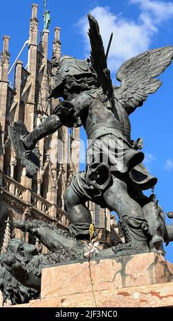 Putto Statue Marienplatz in München, Bayern, Deutschland Stockfoto