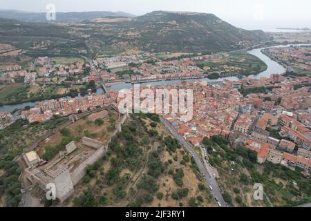 Bosa, Sardinien. Blick von oben. Stockfoto