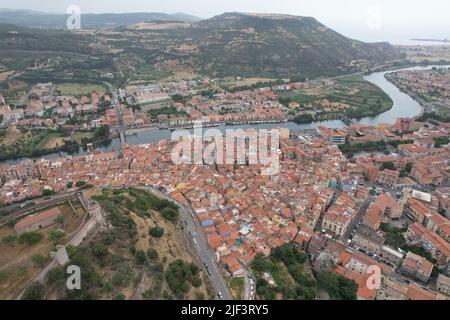 Bosa, Sardinien. Blick von oben. Stockfoto