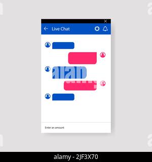 Online Chatbot SMS-App auf weißem Hintergrund isoliert. Windows für Website. Konzepte der sozialen Kommunikation chatten. Vektorvorlage Stock Vektor