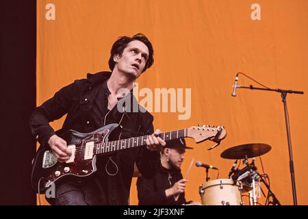 Stockholm, Schweden. 08. September 2017. Jonathan Johansson spielt auf der Bühne des Popaganda Festivals in Stockholm. (Foto von Valeria Magri/SOPA Images/Sipa USA) Quelle: SIPA USA/Alamy Live News Stockfoto