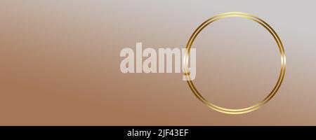 Goldene Kreise auf hellem pastellfarbenem Banner-Hintergrund. Pastell Luxus Creme eleganten Hintergrund. Stockfoto
