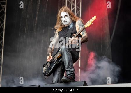 Oslo, Norwegen. 25., Juni 2022. Die norwegische Black Metal Band Abbath spielt ein Live-Konzert während des norwegischen Musikfestivals Tons of Rock 2022 in Oslo. (Foto: Gonzales Photo - Terje Dokken). Stockfoto