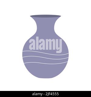 Dekorative blaue Vase für Hausblumen. Objekt eines Zimmerinnenraums. Antiker Stil und Design. Flache Vektorgrafik isoliert auf weißem Hintergrund Stock Vektor