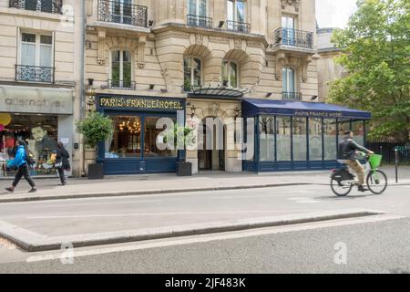 Paris france Hotel, Fassade Eingang, Marais Viertel, Paris, Frankreich. Stockfoto