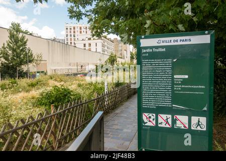 Jardin Truillot, Stadtpark im 11.. Arrondissement Paris, Parc Saint-Ambroise, Jardin Truillot, Paris, Frankreich. Stockfoto