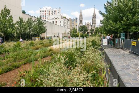 Jardin Truillot, Stadtpark im 11.. Arrondissement Paris, Parc Saint-Ambroise, Jardin Truillot, Paris, Frankreich. Stockfoto