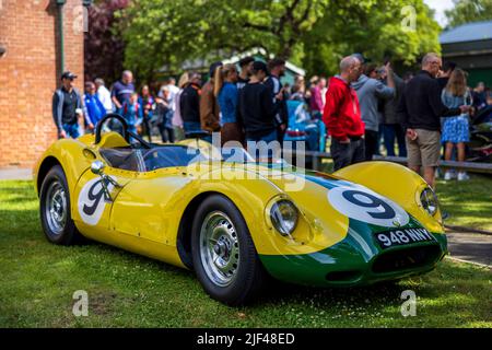 1958 Lister Jaguar klopft ‘948 NNY’ auf dem Bicester Scramble am 19.. Juni 2022 Stockfoto