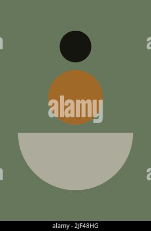 Eine Reihe von abstrakten Postern mit einfachen Figuren. Moderner minimalistischer Hintergrund im modernen Boho-Stil. Wanddekoration aus der Mitte des Jahrhunderts, Vektorgrafik. Kompo Stock Vektor