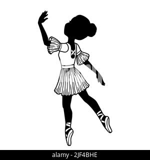 Vektor-Illustration von Balletttänzerin. Schwarz-weiße Silhouette von Ballerina in anmutiger Pose isoliert auf weißem Hintergrund Stock Vektor