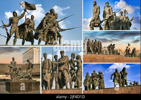 Denkmal für die heldenhaften Verteidiger von Leningrad auf dem St. Petersburger Siegesplatz Stockfoto