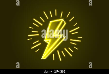 Neon-Schild mit Blitzen auf schwarzem Hintergrund. Vektorgrafik Stock Vektor