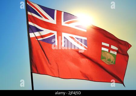 Manitoba Provinz Kanada Flagge winkt auf den Wind Stockfoto