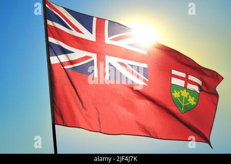 Ontario Provinz Kanada Flagge winken auf den Wind Stockfoto