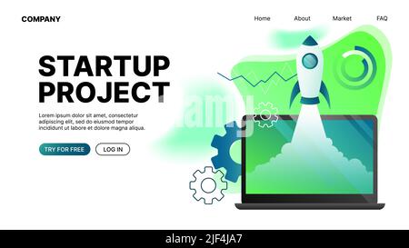 Landing Page Template für Startup Project Website. Vektorgrafik Stock Vektor