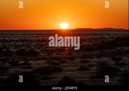 Eindruck der Rocky Namibian Desert bei Spitzkoppe während der goldenen Stunde gegen Sonnenuntergang. Stockfoto