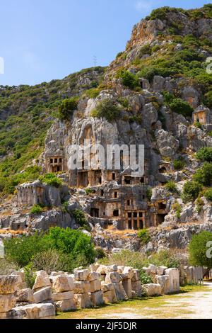 Alte lykische Gräber von Myra, Demre, Provinz Antalya, Türkei Stockfoto