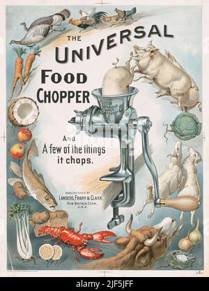 1899 Anzeige für Universal Food Chopper, Landers, Frary und Clark. Lithographie von Forbes Litho. Co Stockfoto