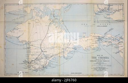 Karte der Krim aus dem Buch die Krim und Transkaukasien; die Erzählung einer Reise im Kouban, in Gouria, Georgien, Armenien, Ossety, Imeritia, Swannety, and Mingrelia, and in the Tauric Range von John Buchan Telfer, Erscheinungsdatum 1876 Herausgeber/Verlag London : H.S. King & Co Stockfoto