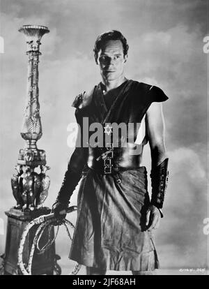 CHARLTON HESTON Portrait in BEN-HUR 1959 Regisseur WILLIAM WYLER Roman General Lew Wallace Drehbuch Karl Tunberg Musik Miklos Rozsa Kostümbild Elizabeth Haffenden Produzent Sam Zimbalist Metro Goldwyn Mayer Stockfoto