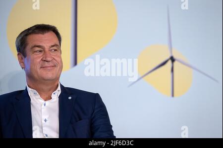 München, Deutschland. 30.. Juni 2022. Der bayerische Ministerpräsident Markus Söder (CSU) nimmt am Nachhaltigkeitsgipfel der Süddeutschen Zeitung Teil. Quelle: Sven Hoppe/dpa/Alamy Live News Stockfoto