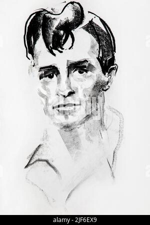 Jack Kerouac (Dessin de Ewa KLOS) ©Ewa KLOS/opale.photo Stockfoto