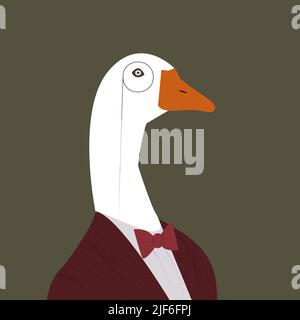 Schöne weiße Gans Vektor-Illustration. Gans in einer Jacke. Business-Style Stock Vektor