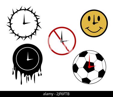 Symbol für Wanduhr isoliert eingestellt. Design-Vorlage für Wanduhr in Nahaufnahme. Spiky Watch, Fun Watch, Danger Watch, Sticky Watch, Sportuhr Stock Vektor