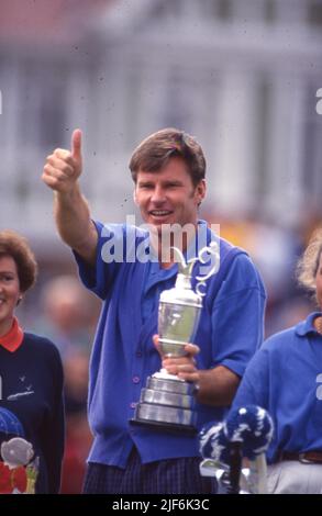 Nick Faldo gewinnt die British Open Golf Championship 1992 Muirfield Foto von Tony Henshaw Stockfoto