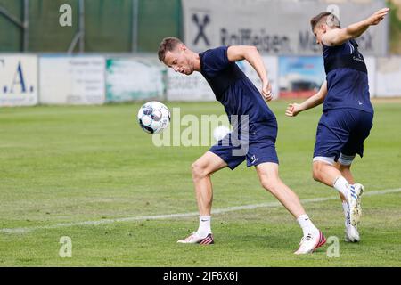 Gents Bruno Godeau wurde am vierten Tag der Sommeretappe in Stegersbach, Österreich, während einer Trainingseinheit von JPL KAA Gent vor der Saison 2022-2023, Donnerstag, den 30. Juni 2022, in Aktion gezeigt. BELGA FOTO DOMEN GROGL Stockfoto