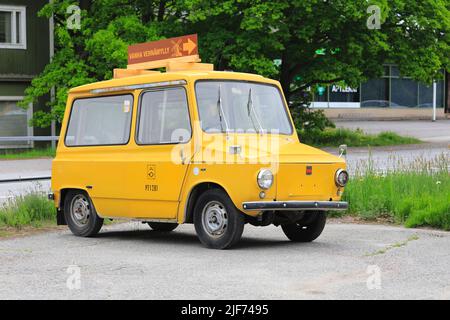 Kalmar KVD440/441 Jahr 1971, auch bekannt als Tjorven oder DAF Kalmar, Lieferwagen für die Lieferungen von Postverket, Swedish Mail gebaut. Rihikoski, FI Stockfoto