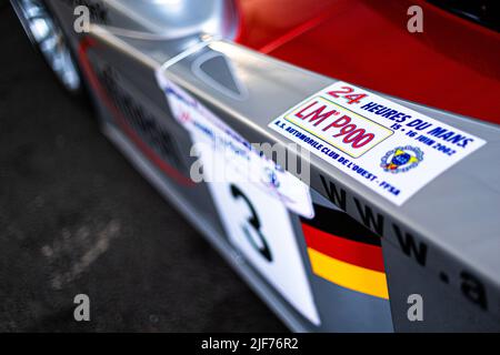 Le Mans, Frankreich, 29/06/2022, Le Mans, Frankreich, 29/06/2022, Audi R8 LMP während der Le Mans Classic 2022 vom 30. Juni bis 3. Juli 2022 auf dem Circuit des 24 Heures du Mans, in Le Mans, Frankreich - Foto Damien Saulnier / DPPI Stockfoto