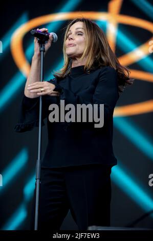 Leeds, Großbritannien. 22.. Juni 2019. Belinda Carlise spielt ihre Hits live beim Lets Rock Leeds 80s Festival in Leeds. (Foto von Robin Burns/SOPA Images/Sipa USA) Quelle: SIPA USA/Alamy Live News Stockfoto