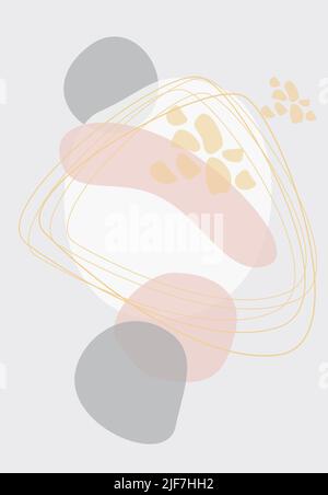 Moderne minimalistische abstrakte ästhetische Illustrationen. Einrichtung an den Wänden im böhmischen Stil. Sammlung von Plakaten für moderne Kunst. Zusammensetzung von einfachen Figuren. Stock Vektor