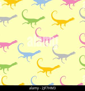 Ein Muster mit Dinosauriern. Die perfekte modische Textur für Babystoffe und Tapeten. Silhouetten von Dinosauriern. Stock Vektor