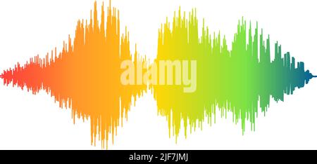 regenbogenfarbene Audiowellenform isoliert auf weißem Hintergrund, Vektordarstellung Stock Vektor